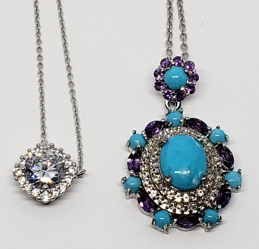 2-MODERN STERLING PENDANTS WITH CHAINS (1 of 6)