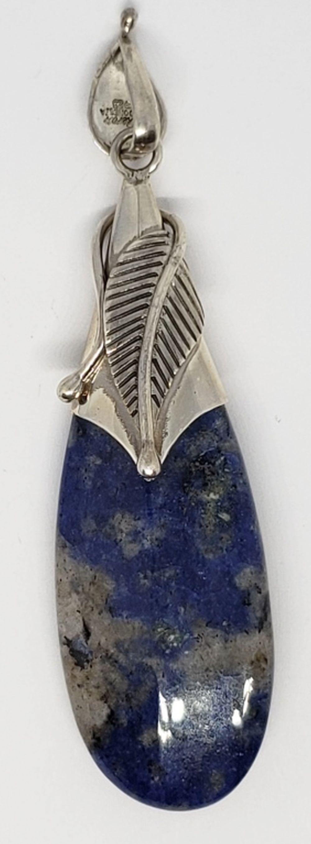 MERAV INDONESIA STERLING LAPIS PENDANT: LOOKS NEW! TOTAL 15.8 DWT