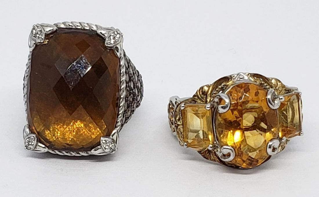 2-STERLING COCKTAIL RINGS WITH ORANGE STONES (1 of 6)