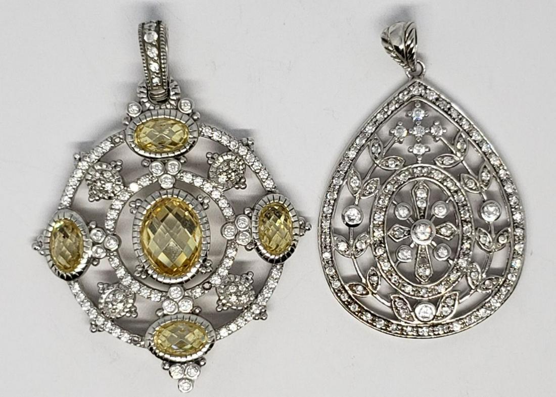 2-MODERN LARGE STERLING PENDANTS WITH CZ (1 of 6)