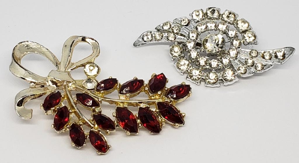 2-VTG RHINESTONE BROOCHES (1)WITH CLEAR (1 of 3)
