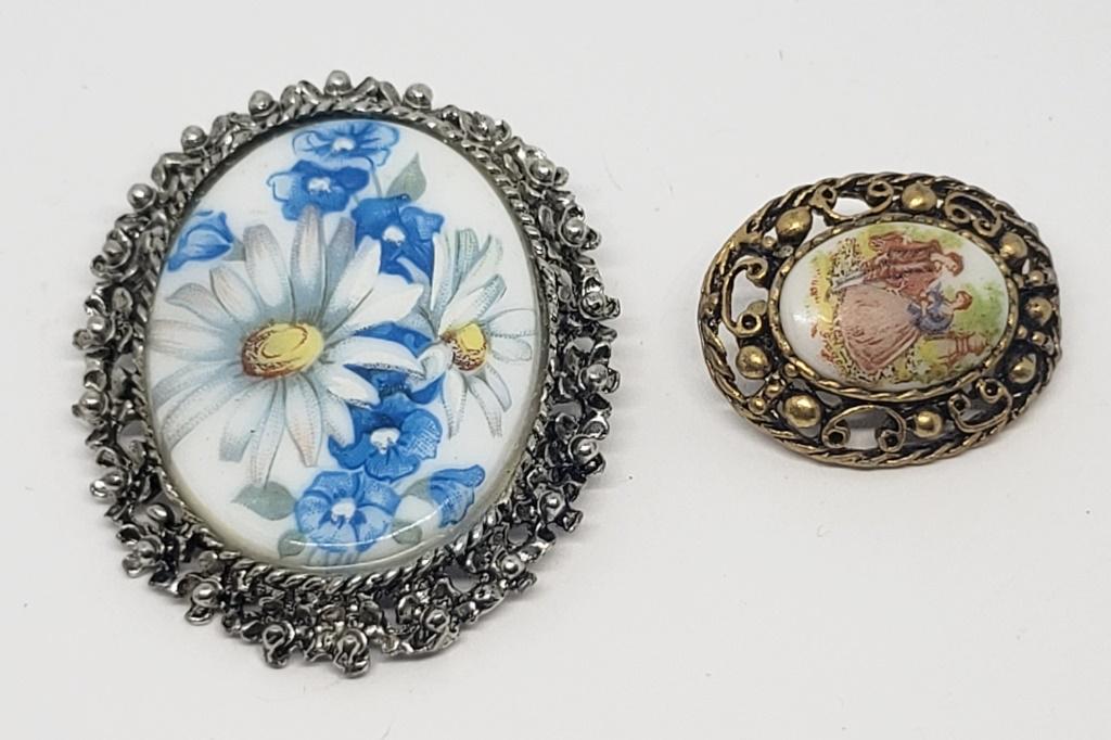 2-VTG ENAMEL BROOCHES (1)FLOWER DESIGN (1 of 4)
