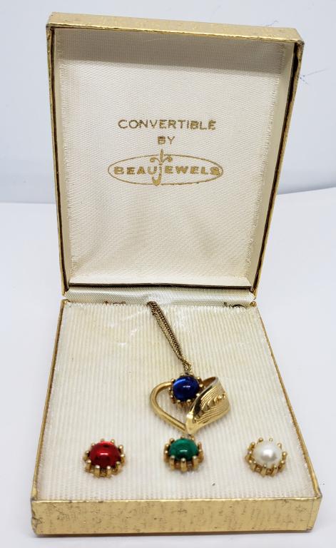 NIB VTG GOLD TONED BEAU JEWELS CONVERTIBLE (1 of 2)