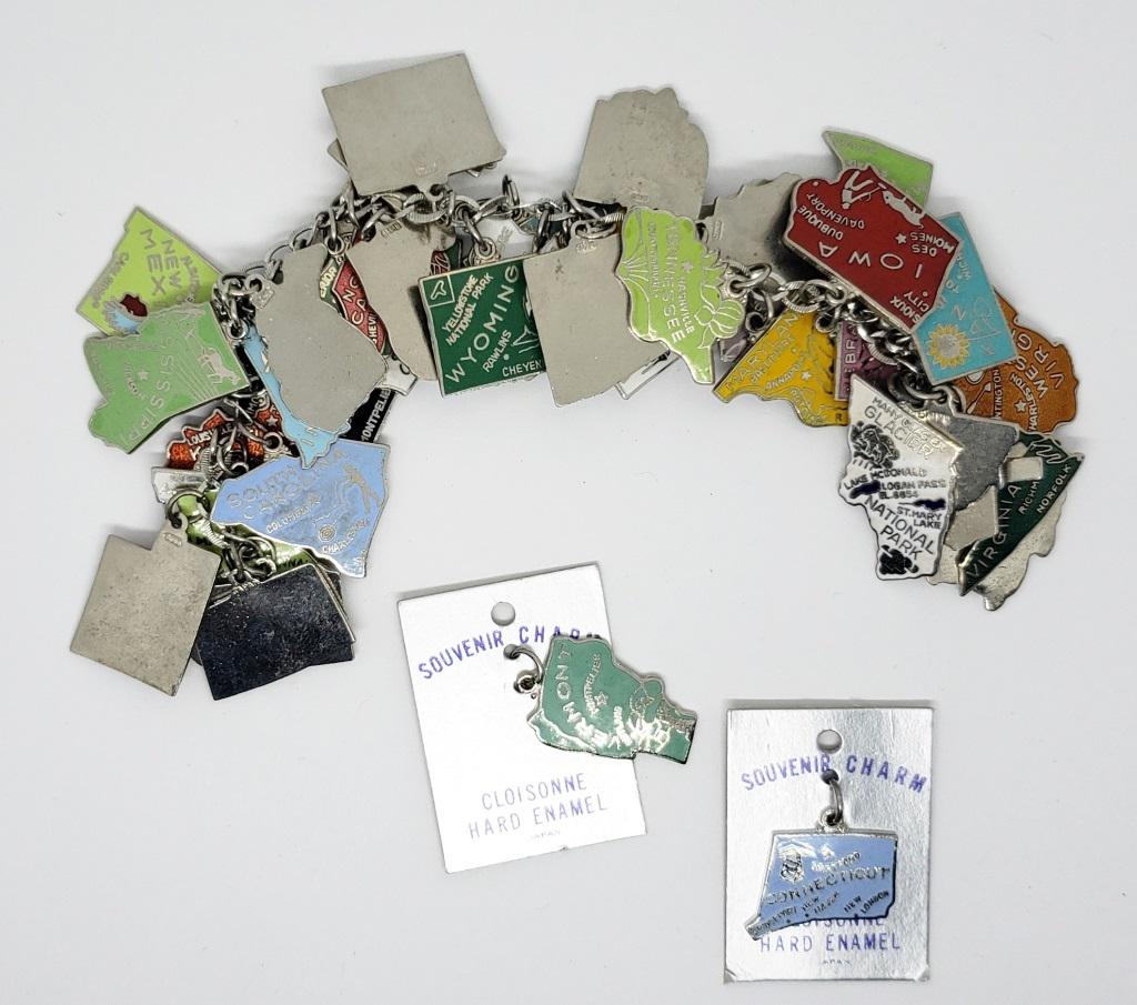 VINTAGE CHARM BRACELET WITH STATE ENAMEL (1 of 1)