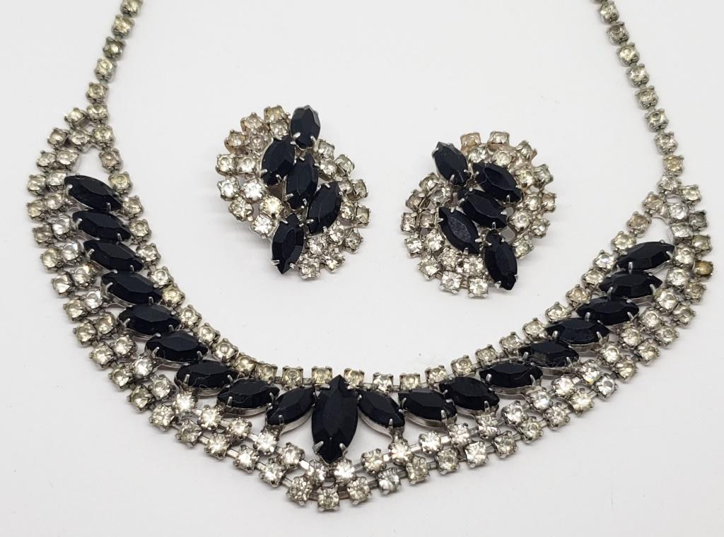 SET! VTG SILVER TONED RHINESTONE CHOKER/ (1 of 3)