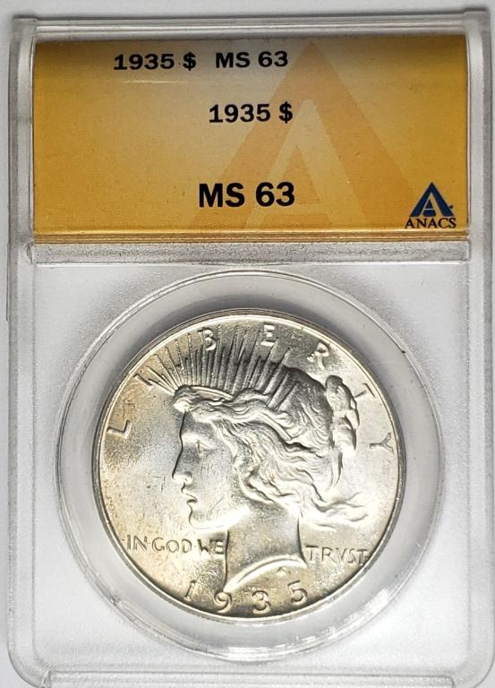 1935 Silver Peace Dollar ANACS MS63 (1 of 4)