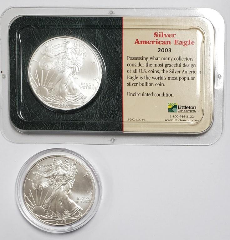 2 - 2003 and 2009 American Silver Eagle 1 oz Fine (1 of 4)