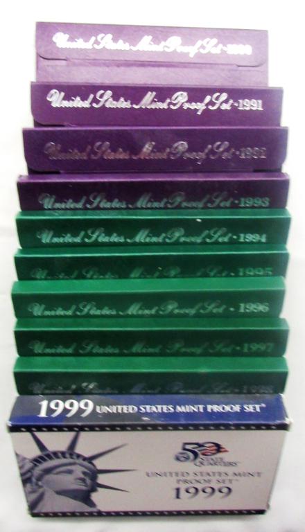 1990-1999 U.S PROOF SETS IN ORG PACKAGE (1 of 1)