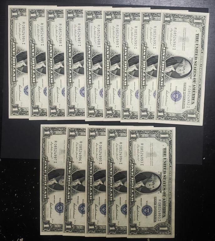 (14) CU $1 SILVER CERTS (CONSECUTIVE #) (1 of 2)