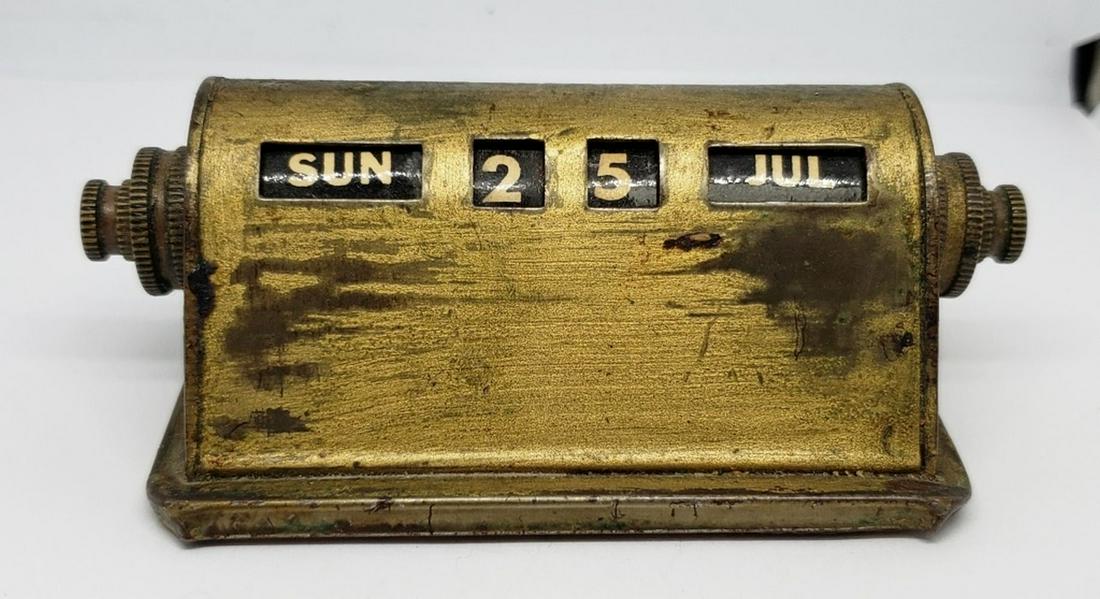 ANTIQUE BRASS PERPETUAL DESK CALENDAR (1 of 6)