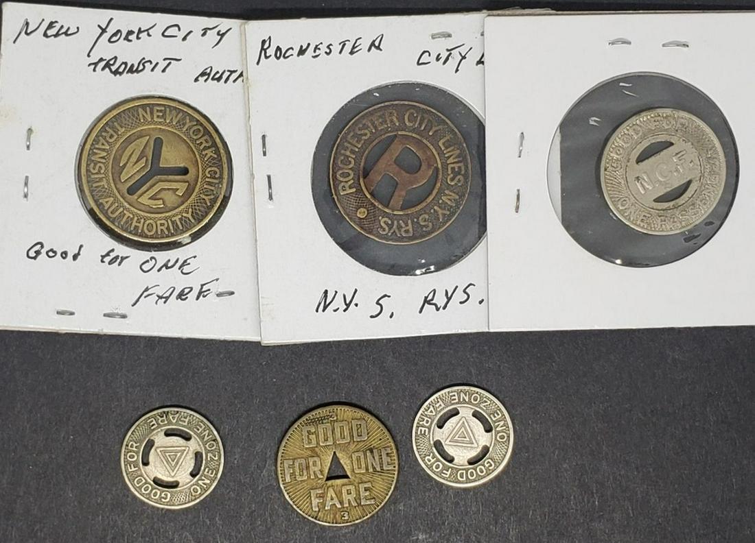6 TRANSPORTATION TOKENS NEW YORK, (1 of 2)