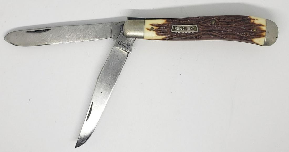 USA Craftsman 9481 Staglon: Trapper Pocket Knife - VERY LITTLE WOBBLE - GOOD SNAP