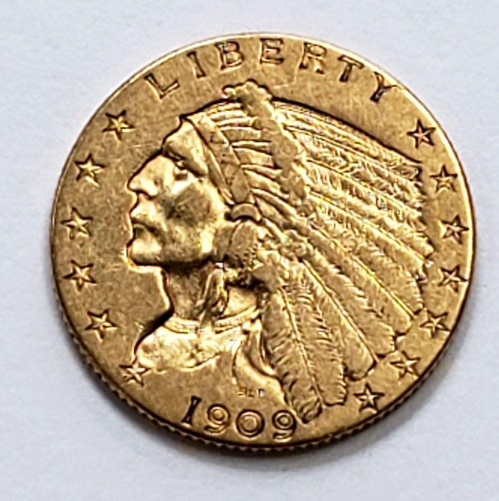 1909 INDIAN HEAD $2.50 GOLD COIN (1 of 2)