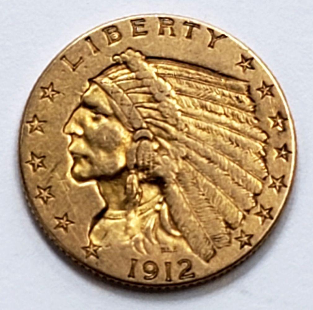 1912 INDIAN HEAD $2.50 GOLD COIN (1 of 2)
