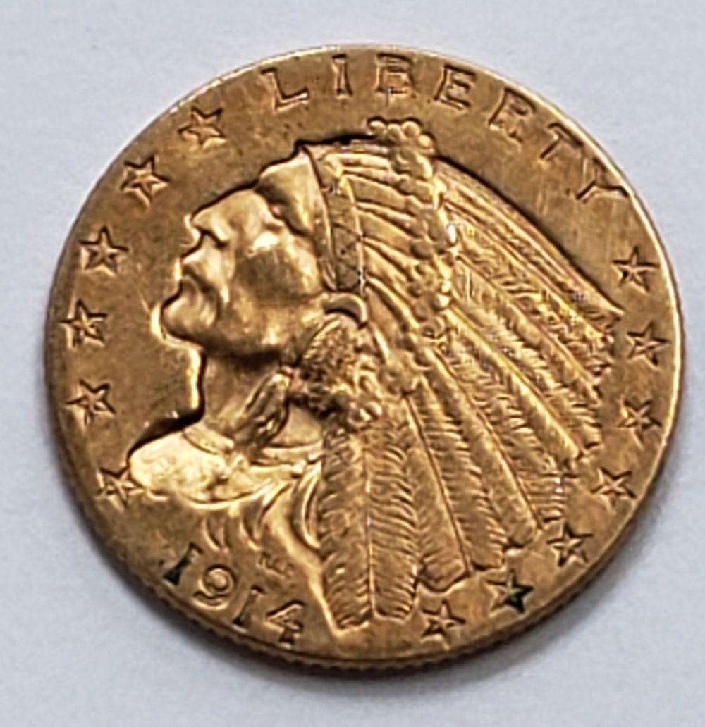 1914 INDIAN HEAD $2.50 GOLD COIN (1 of 2)