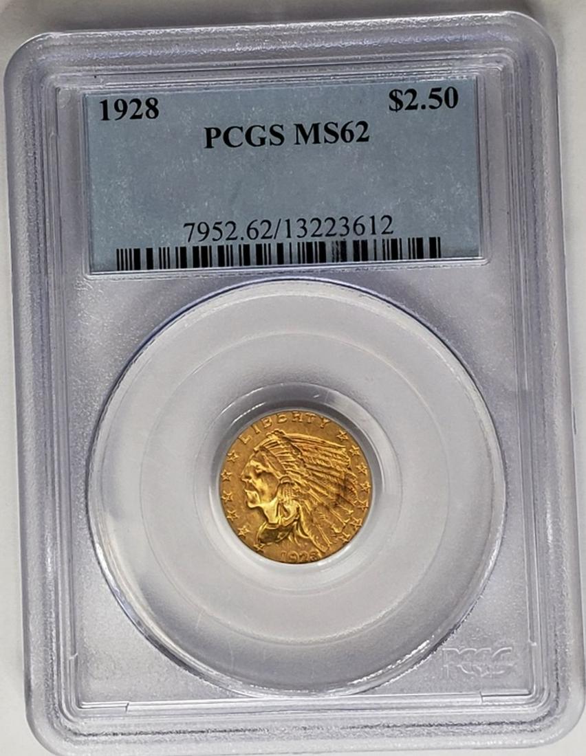 1928 INDIAN HEAD $2.50 GOLD PCGS MS62 (1 of 4)