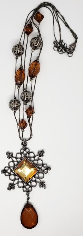 11 INCH VTG LAYERED SILVER TONED NECKLACE WITH (1 of 3)