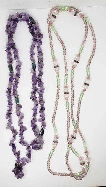 2-VTG LONG PURPLE BEADED NECKLACES (1 of 4)