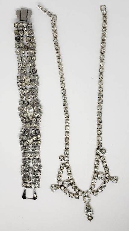 VTG SILVER TONED RHINESTONE LOT (1)THICK (1 of 4)