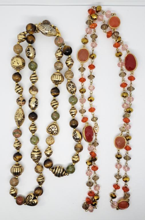 2-VTG GOLD TONED BEADED NECKLACES (1 of 3)