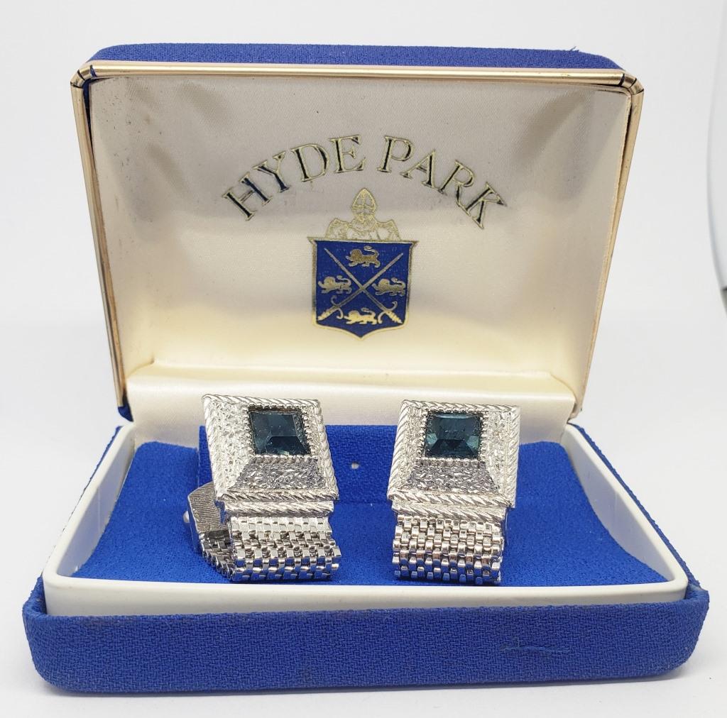 NIB! VTG HYDE PARK MEN'S SILVER TONED CUFF (1 of 2)