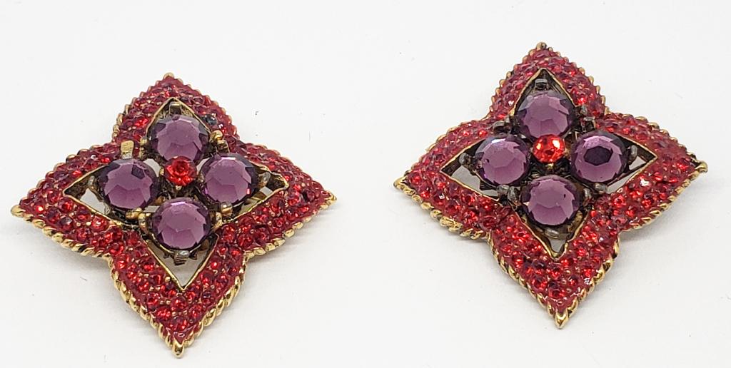 VTG JAY FEINBERG GOLD TONED RHINESTONE CLIP (1 of 5)