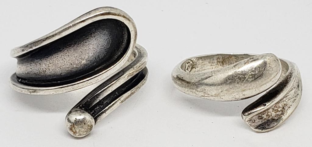 2-STERLING RINGS (1)MARKED MEXICO: BOTH RINGS SIZE 8-TOTAL 6.5 DWT