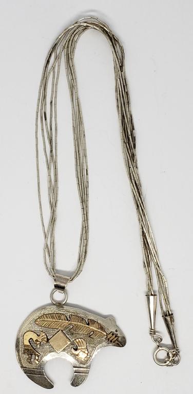 RANDALL BGAY 12K GF & 925 ZUNI BEAR PENDANT (1 of 4)