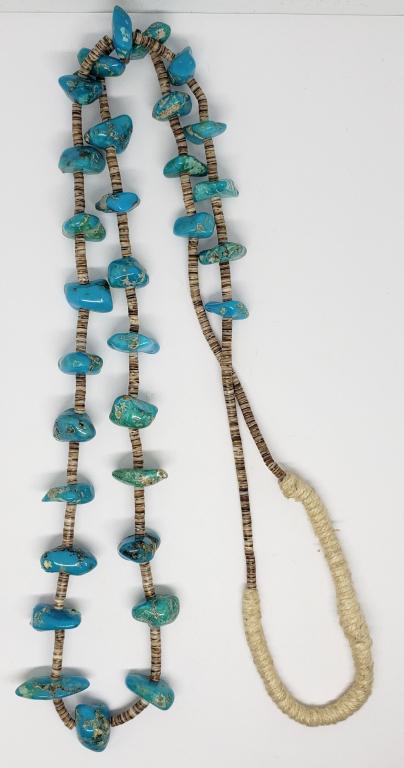 34 INCH NAVAJO TURQUOISE AND PUKA SHELL (1 of 3)