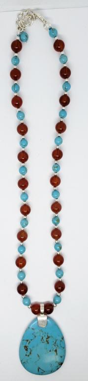 CM GSI MARKED STERLING NECKLACE WITH  MAROON (1 of 4)
