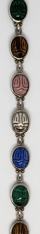 8 INCH STERLING SCARAB BEETLE BRACELET: TOTAL 11.7 DWT