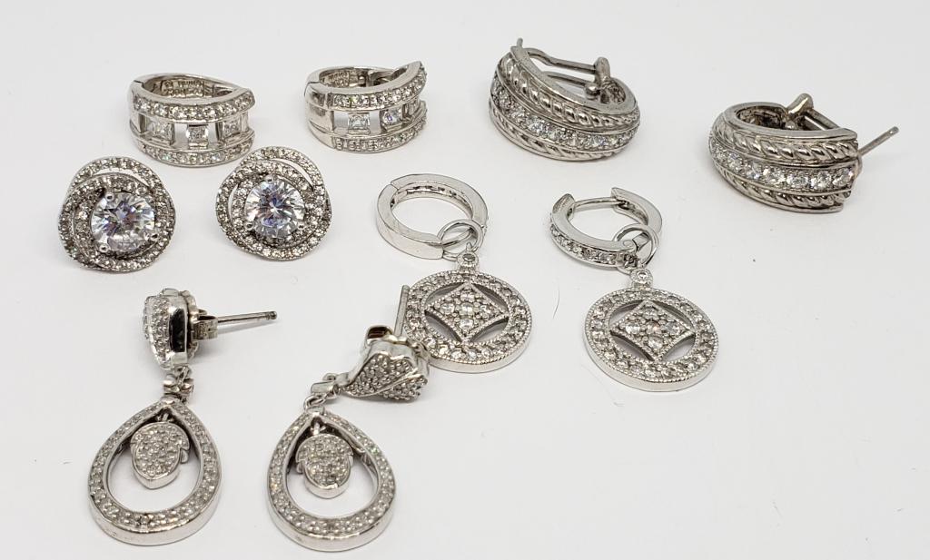5 pr STERLING EARRINGS - BLING LOT (1 of 4)