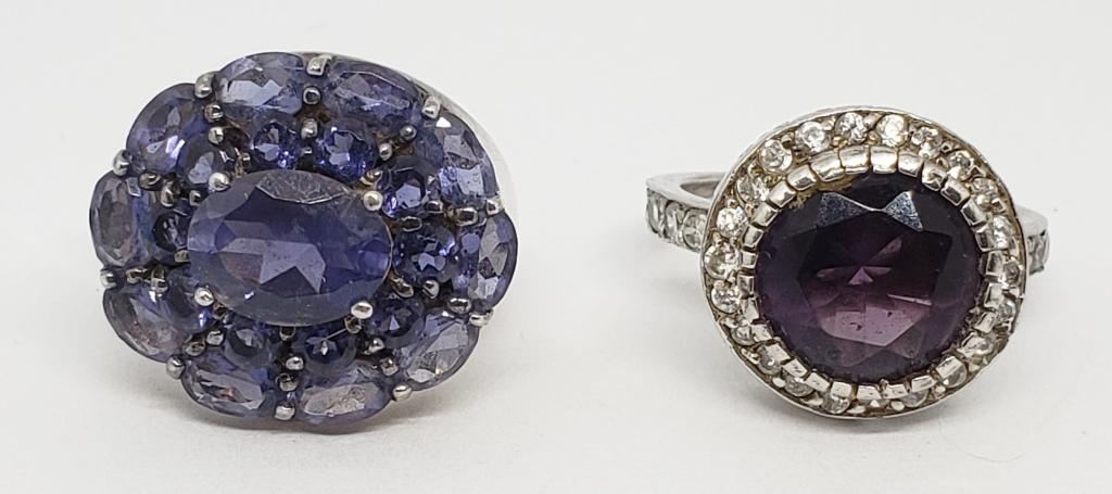 2 PURPLE STONE STERLING RINGS (1 of 5)
