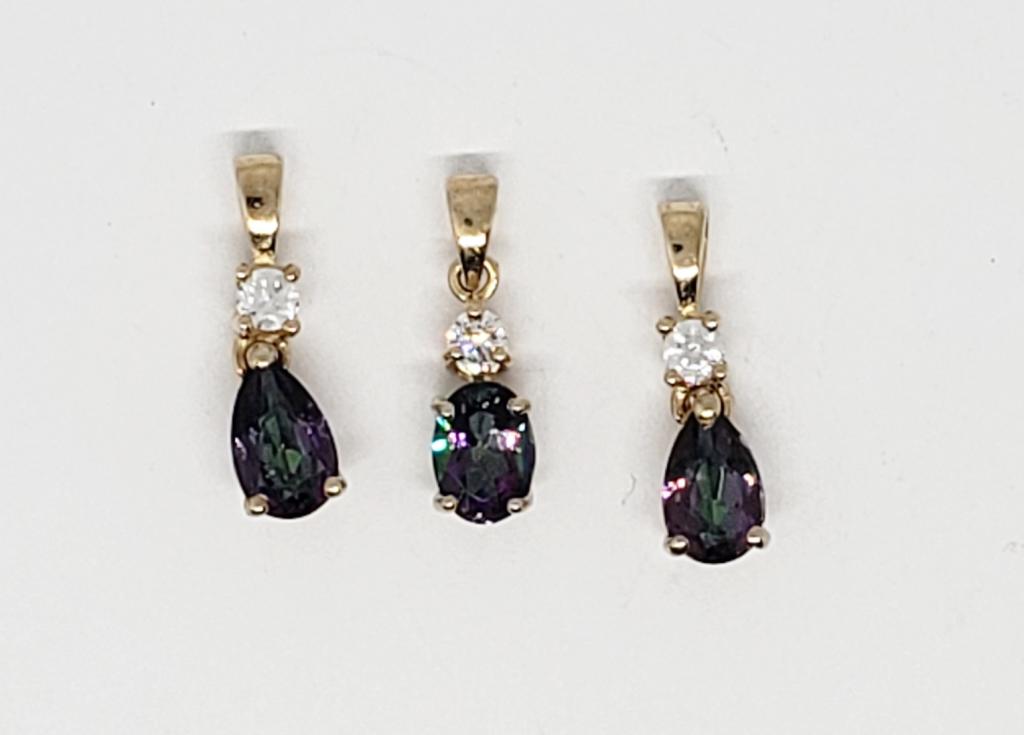 3 RAINBOW TOPAZ STERLING PENDANTS (1 of 4)