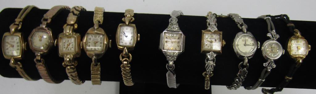 10 Ladies Winding Mechanical Watches: Gruen - Not tested as to working or not - some for parts or repair - some may work
