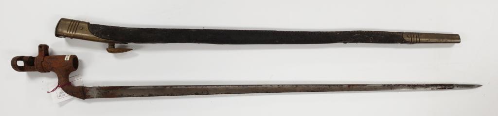 CIVIL WAR SPRINGFIELD BAYONET w/SCABBARD: 25" LONG SWORD - 22 1/2" SCABBARD