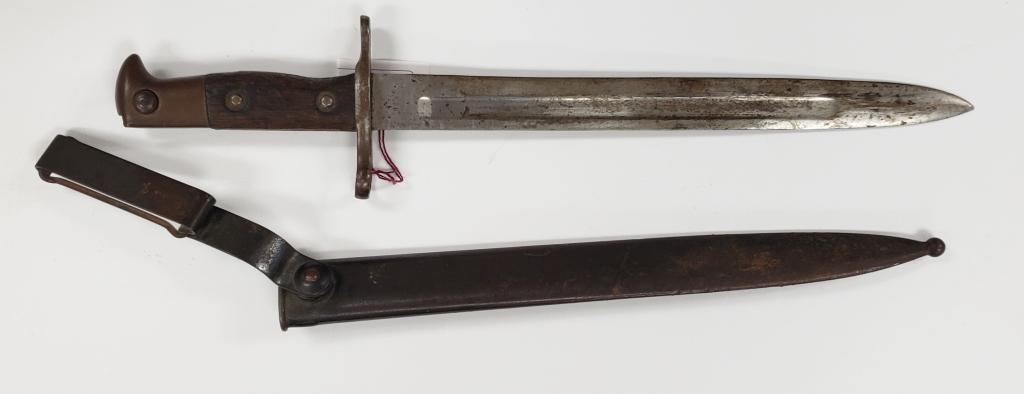 WWI U.S. BAYONET w/SCABBARD: MARKED US on BLADE - 16" LONG