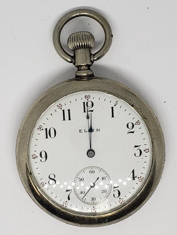 Antique Elgin Pocket Watch - Runs - 7 Jewels Size: Grade 291. Made 1914. Runs ok but may need a slight adjusting or repair. A few slight dings on the front rim around the crystal.