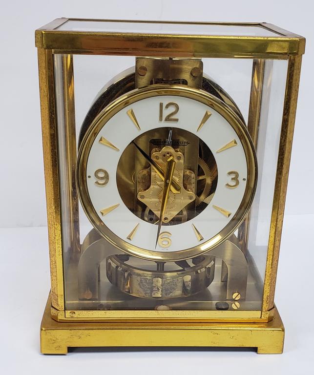 Vintage Atmos Jaeger-LeCoultre Mantle Clock: Runs fine. FAB Swiss. Finish needs some restoring.