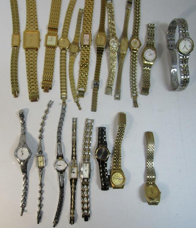 20 Ladies Quartz Watches: Not tested as to working or not-some for parts or repair-some may work -Seiko