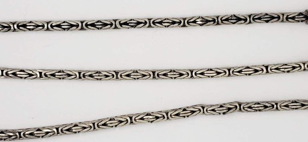 BYZANTINE STERLING NECKLACE & BRACELET: 18" LONG NECKLACE & 7" BRACELET - NICE HEAVY VINTAGE SET (39.4 DWT)