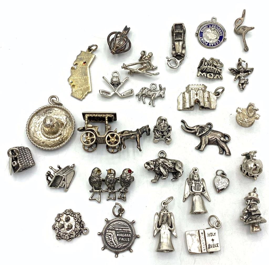 HUGE LOT OF CHARMS FOR CHARM BRACELET!!!: STERLING! 50.0 DWT TOTAL