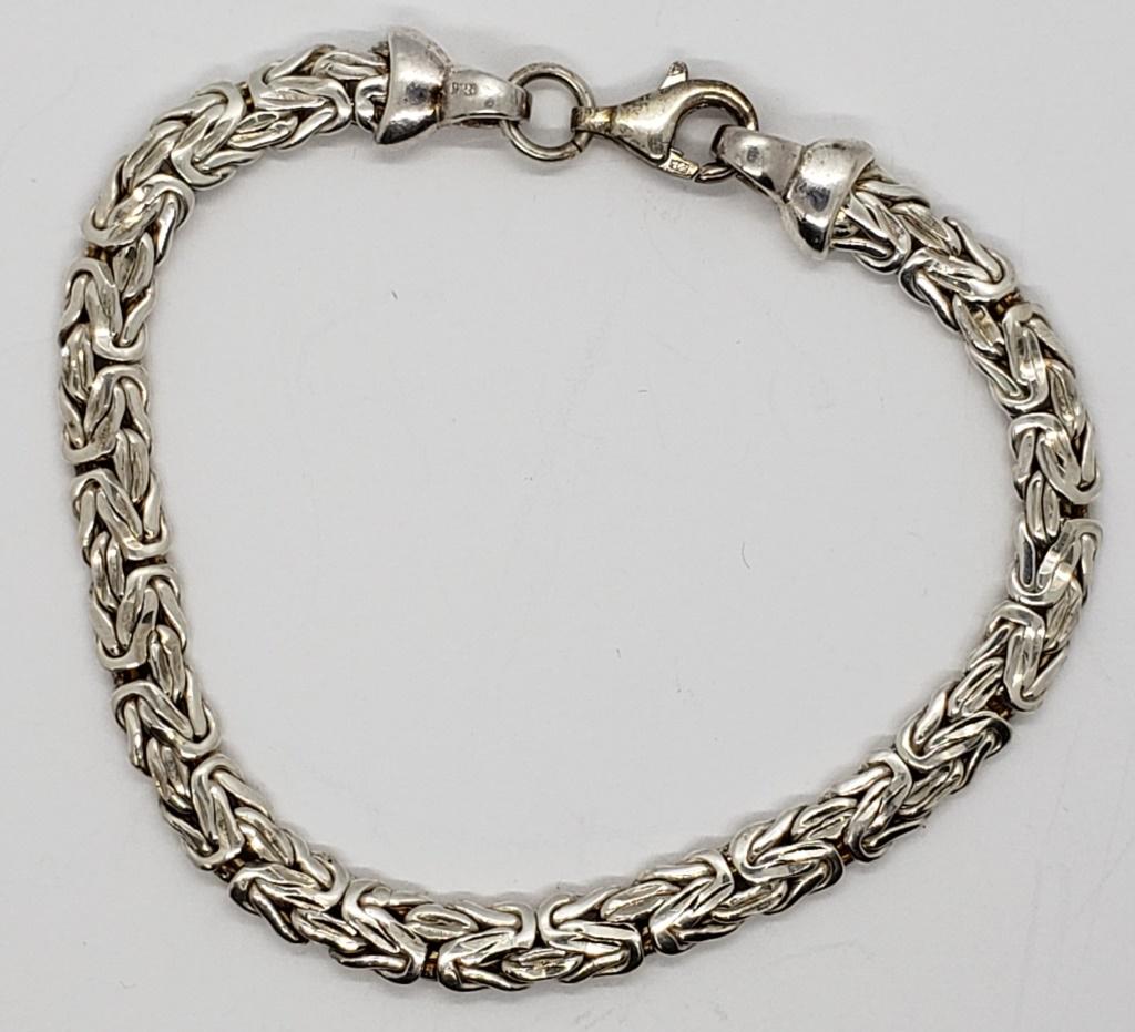 INDIA STERLING BYZANTINE BRACELET: 8" LONG (12.7 DWT)
