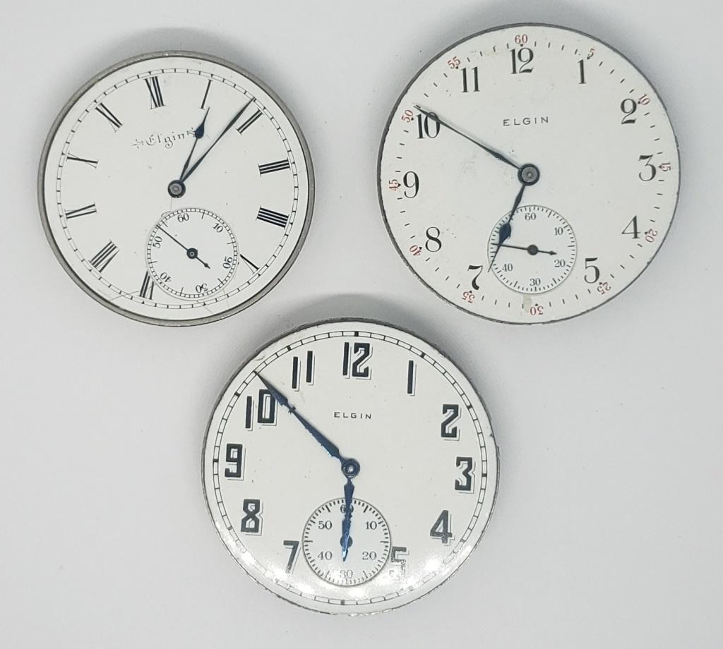 3-VINTAGE ELGIN POCKET WATCH MOVEMENTS (1 of 5)