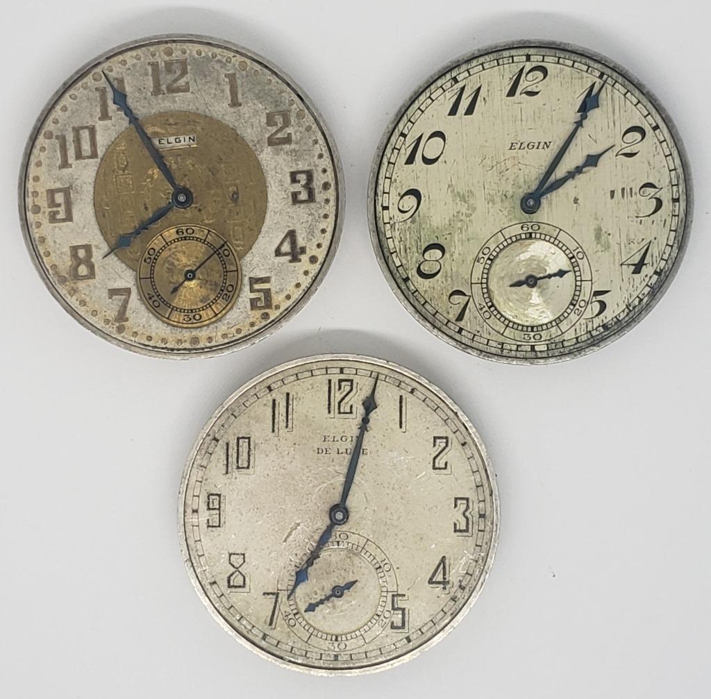 3-VINTAGE ELGIN POCKET WATCH MOVEMENTS (1 of 5)