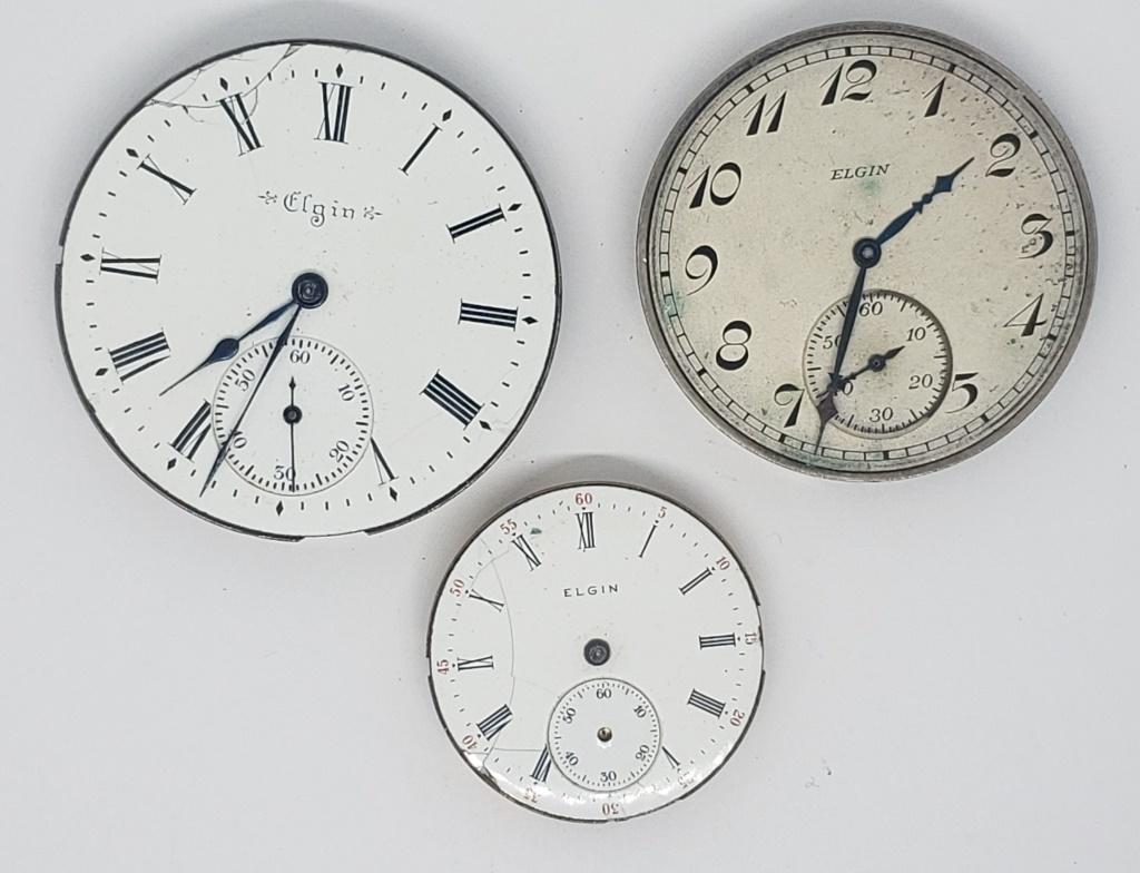 3-VINTAGE ELGIN POCKET WATCH MOVEMENTS (1 of 5)