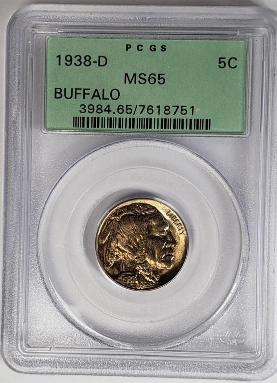 1938-D 5C Buffalo Nickel PCGS MS65 (1 of 4)