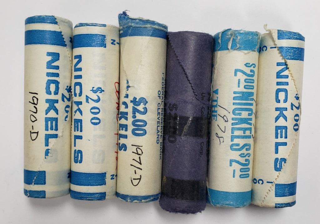 (6) BANK WRAPPED JEFFERSON NICKEL ROLLS (1 of 2)