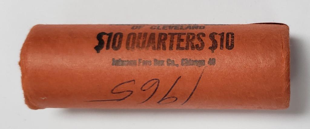 1965 BANK WRAPPED QUARTER ROLL (1 of 3)