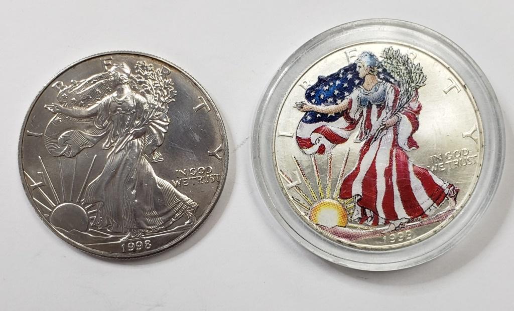 2 - 1998 and 1999 American Silver Eagle 1 oz Fine (1 of 2)